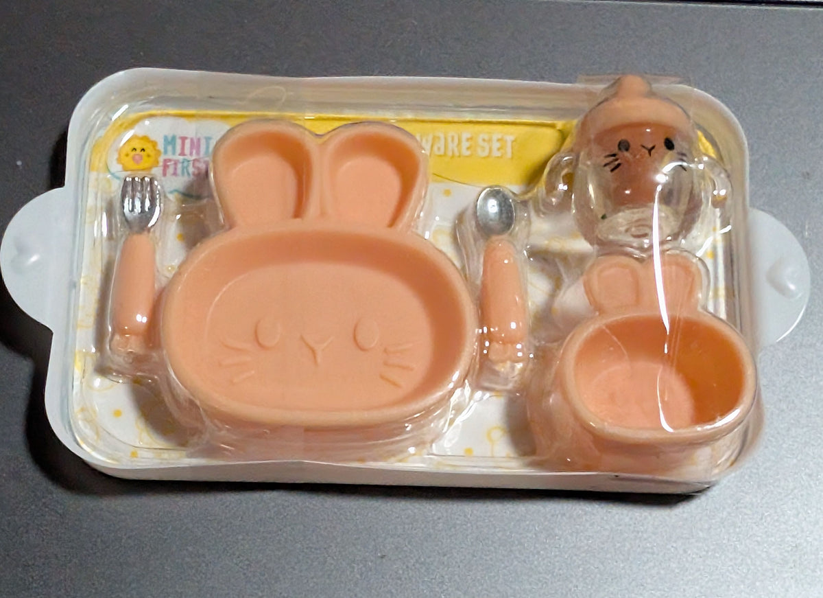 coral bunny dish set