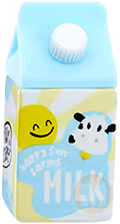 Milk white square bottle w/ blue cow prints