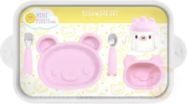 pink bear dish set